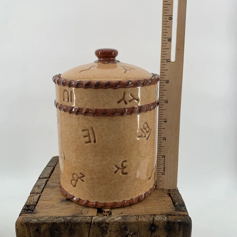 Montana Lifestyles Branded Western‎ Cattle Ceramic Canister Rope Trim Cowboy